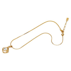 サンローラン 1Pダイヤ ネックレス ゴールド メッキ スワロフスキー レディース SAINT LAURENT 【中古】
