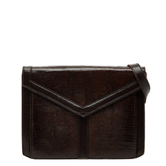 サンローラン リザード型押し ショルダーバッグ ブラウン レザー レディース SAINT LAURENT 【中古】