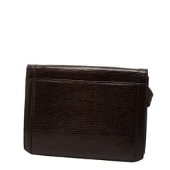 サンローラン リザード型押し ショルダーバッグ ブラウン レザー レディース SAINT LAURENT 【中古】