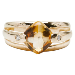 K18YG イエローゴールド シトリントパーズ1.70ct ダイヤ0.03ct リング 指輪 レディース 12.5号 【中古】
