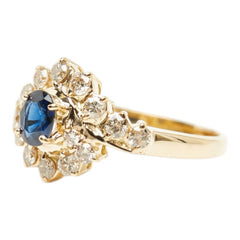 K18YG イエローゴールド サファイア0.40ct ダイヤ約0.4ct リング 指輪 レディース 8.5号 【中古】