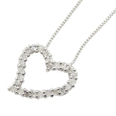 K18WG ホワイトゴールド ダイヤ0.2ct ハートモチーフ ペンダント ネックレス レディース 【中古】
