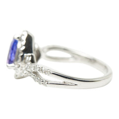 K14WG ホワイトゴールド タンザナイト0.72ct ダイヤ0.28ct リング 指輪 レディース 9号 【中古】
