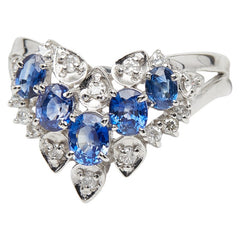 Pt900 プラチナ サファイア1.18ct ダイヤ0.20ct リング 指輪 レディース 12号 【中古】
