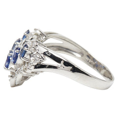 Pt900 プラチナ サファイア1.18ct ダイヤ0.20ct リング 指輪 レディース 12号 【中古】