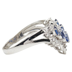 Pt900 プラチナ サファイア1.18ct ダイヤ0.20ct リング 指輪 レディース 12号 【中古】