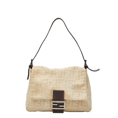 フェンディ ズッカ マンマバケット ハンドバッグ ワンショルダーバッグ ベージュ ブラウン キャンバス レザー レディース FENDI 【中古】