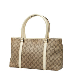 グッチ GGスプリーム ハンドバッグ トートバッグ 114595 ベージュ アイボリー PVC レザー レディース GUCCI 【中古】