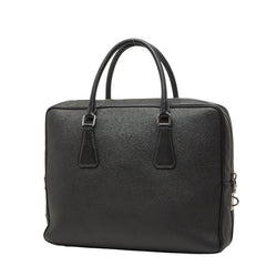 プラダ 三角ロゴプレート ビジネスバッグ ブリーフケース ハンドバッグ ブラック サフィアーノレザー メンズ PRADA 【中古】