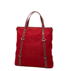 ジバンシー ロゴ トートバッグ ハンドバッグ レッド ナイロン レザー レディース Givenchy 【中古】