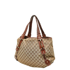 グッチ GGキャンバス ホースビット ハンドバッグ トートバッグ 137621 ベージュ ブラウン キャンバス レザー レディース GUCCI 【中古】