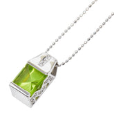 K18WG ホワイトゴールド ペリドット2.32ct ダイヤ0.145ct ペンダント ネックレス レディース 【中古】