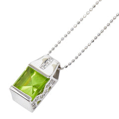 K18WG ホワイトゴールド ペリドット2.32ct ダイヤ0.145ct ペンダント ネックレス レディース 【中古】