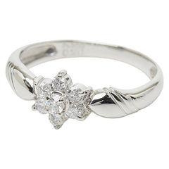 Pt900 プラチナ ダイヤ0.20ct フラワーモチーフ リング 指輪 レディース 9号 【中古】