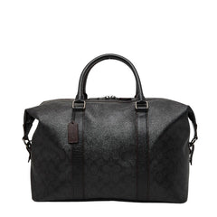 コーチ シグネチャー ボストンバッグ トラベルバッグ F23207 ブラック ボルドー PVC レザー メンズ COACH 【中古】