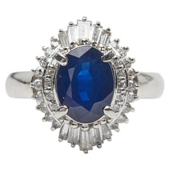 Pt900 プラチナ サファイア2.00ct ダイヤ0.50ct リング 指輪 レディース 13号 【中古】