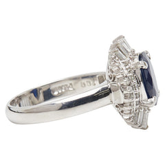 Pt900 プラチナ サファイア2.00ct ダイヤ0.50ct リング 指輪 レディース 13号 【中古】