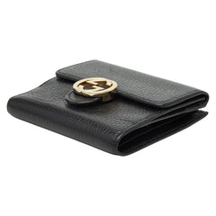 グッチ インターロッキングG 二つ折り財布 615525 ブラック レザー レディース GUCCI 【中古】