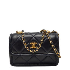 シャネル ココマーク マトラッセ ミニハンドバッグ ショルダーバッグ 2WAY ネイビー ラムスキン レディース CHANEL 【中古】