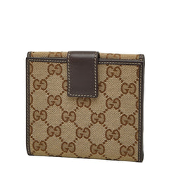 グッチ GGキャンバス ラブリー 二つ折り財布 245727 ベージュ ブラウン キャンバス レザー レディース GUCCI 【中古】