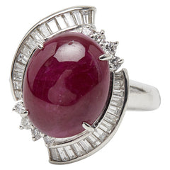 Pt900 プラチナ ルビー6.74ct ダイヤ0.71ct リング 指輪 レディース 11.5号 【中古】