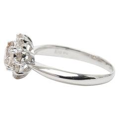 K18WG ホワイトゴールド ダイヤ0.50ct ダイヤ0.66ct フラワーモチーフ リング 指輪 レディース 12号 【中古】