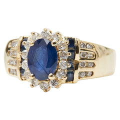 K18YG イエローゴールド サファイア1.12ct ダイヤ0.41ct サファイア0.58ct リング 指輪 レディース 15号 【中古】