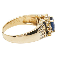 K18YG イエローゴールド サファイア1.12ct ダイヤ0.41ct サファイア0.58ct リング 指輪 レディース 15号 【中古】