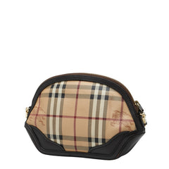 バーバリー ノバチェック シャドーホース ショルダーバッグ ベージュ ブラック PVC レザー レディース BURBERRY 【中古】