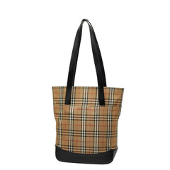 バーバリー ノバチェック シャドーホース トートバッグ ブラウン ブラック キャンバス レザー レディース BURBERRY 【中古】