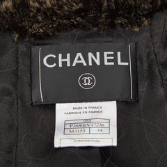 シャネル ファージャケット サイズ34 P26806V17238 ブラウン ベージュ ラビットファー レディース CHANEL 【中古】