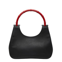 グッチ バンブー ショルダーバッグ 001 3739 ブラック レッド レザー レディース GUCCI 【中古】