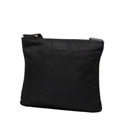 プラダ 三角ロゴプレート ショルダーバッグ ブラック ナイロン レザー レディース PRADA 【中古】