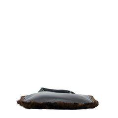 ロエベ ロゴ ハンドバッグ ブラウン ブラック ファー レザー レディース LOEWE 【中古】