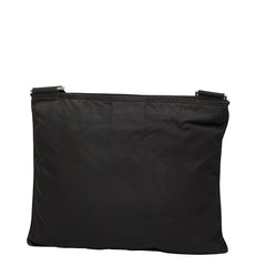 プラダ 三角ロゴプレート ショルダーバッグ ブラック ナイロン レザー レディース PRADA 【中古】