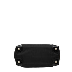 プラダ 三角ロゴプレート トートバッグ ブラック ナイロン レザー レディース PRADA 【中古】