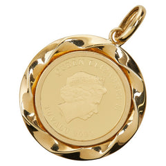K24YG イエローゴールド K18YG イエローゴールド ツバルキャット 2020年 1/5oz エリザベス2 30ドル金貨 ペンダント ネックレス レディース 【中古】