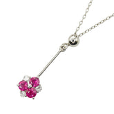 Pt850 プラチナ ルビー ダイヤ0.06ct ペンダント ネックレス レディース 【中古】