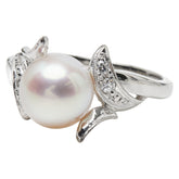 タサキ Pt900 プラチナ 真珠 アコヤパール8.1mm ダイヤ0.08ct リング 指輪 レディース TASAKI 9号 【中古】