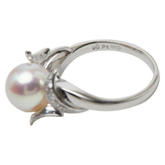 タサキ Pt900 プラチナ 真珠 アコヤパール8.1mm ダイヤ0.08ct リング 指輪 レディース TASAKI 9号 【中古】