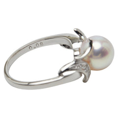 タサキ Pt900 プラチナ 真珠 アコヤパール8.1mm ダイヤ0.08ct リング 指輪 レディース TASAKI 9号 【中古】