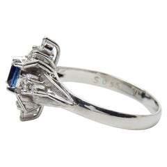 Pt900 プラチナ サファイア0.55ct ダイヤ0.29ct スターモチーフ リング 指輪 レディース 16号 【中古】