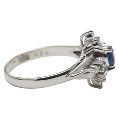Pt900 プラチナ サファイア0.55ct ダイヤ0.29ct スターモチーフ リング 指輪 レディース 16号 【中古】