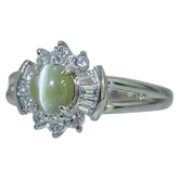 Pt900 プラチナ キャッツアイ1.03ct ダイヤ0.48ct リング 指輪 レディース 11号 【中古】