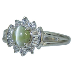 Pt900 プラチナ キャッツアイ1.03ct ダイヤ0.48ct リング 指輪 レディース 11号 【中古】