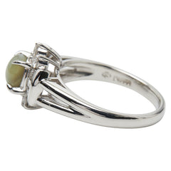 Pt900 プラチナ キャッツアイ1.03ct ダイヤ0.48ct リング 指輪 レディース 11号 【中古】