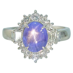 Pt900 プラチナ スターサファイア3.774ct ダイヤ0.78ct リング 指輪 レディース 15号 【中古】