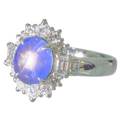 Pt900 プラチナ スターサファイア3.774ct ダイヤ0.78ct リング 指輪 レディース 15号 【中古】
