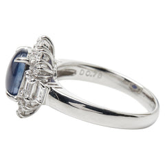 Pt900 プラチナ スターサファイア3.774ct ダイヤ0.78ct リング 指輪 レディース 15号 【中古】