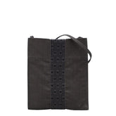 エルメス エールライン 斜め掛け ショルダーバッグ ポシェット グレー ブラック キャンバス レディース HERMES 【中古】